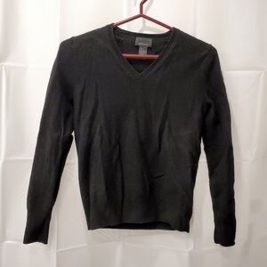 FREE in Bundle: Black Cashmere Merino Wool Blend V-Neck Sweater